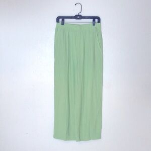 🔥 Madewell Crinkled Crepe Straight-Leg Crop Pants in Seedling - S 🔥